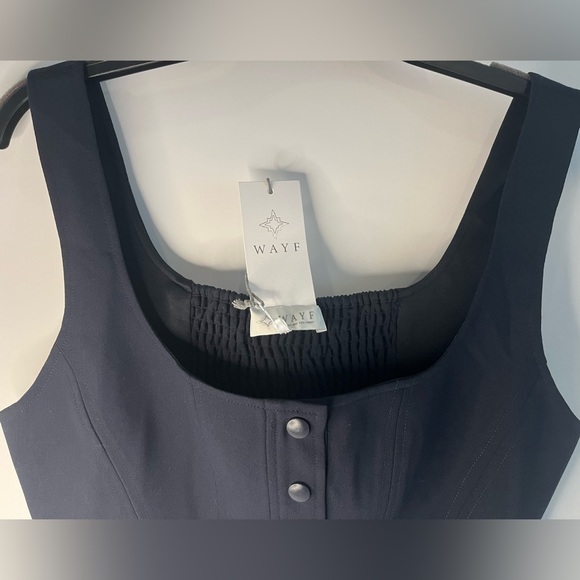 WAYF Cora Tailored Sleeveless Snap-Front Crop Top sz M - Midnight Navy - Picture 8 of 16